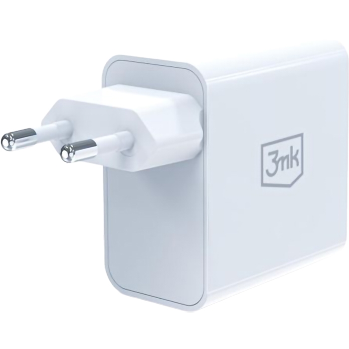 Ładowarka sieciowa GaN USB-C PD 3.0, USB-A QC 4+, 45W, 3mk FlowPower, biała