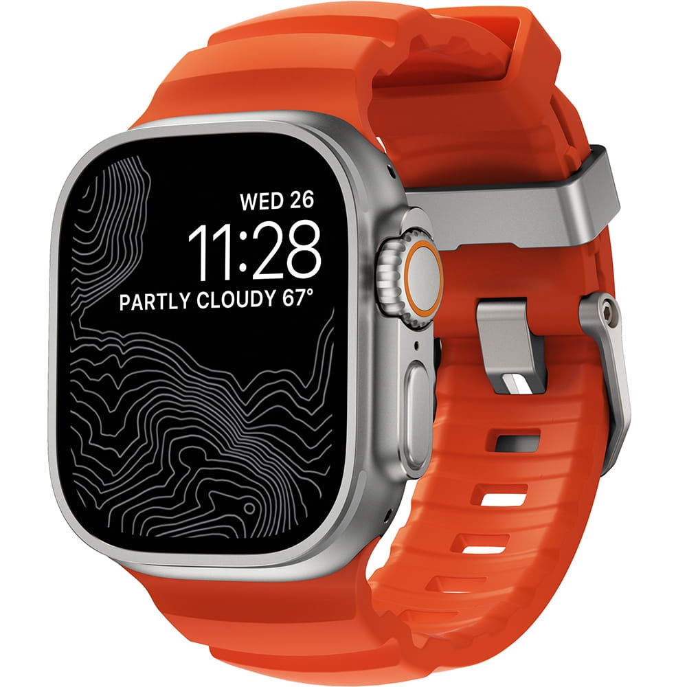 Image of Pasek Nomad Rocky Point Band do Apple Watch 49/46/45/44 mm, pomarańczowo-srebrny