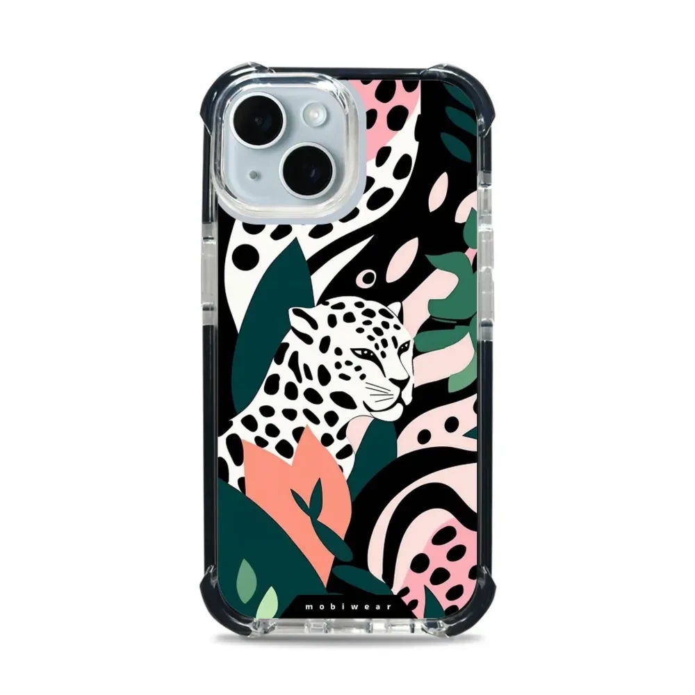 Etui ochronne do iPhone 15 do MagSafe, Mobiwear Elite Bumper, tropikalny gepard