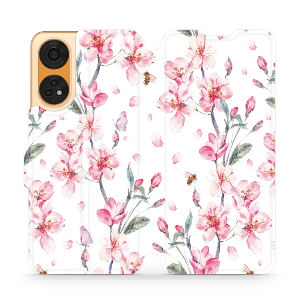 Etui z klapką do Oppo Reno8T 5G, Mobiwear Book, różowa wiosna