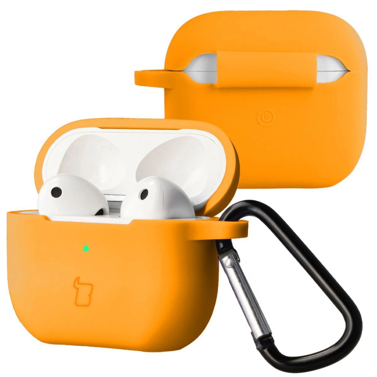 Silikonowe etui z karabińczykiem Bizon Case Headphone Silicone do Airpods 3, marchewkowe