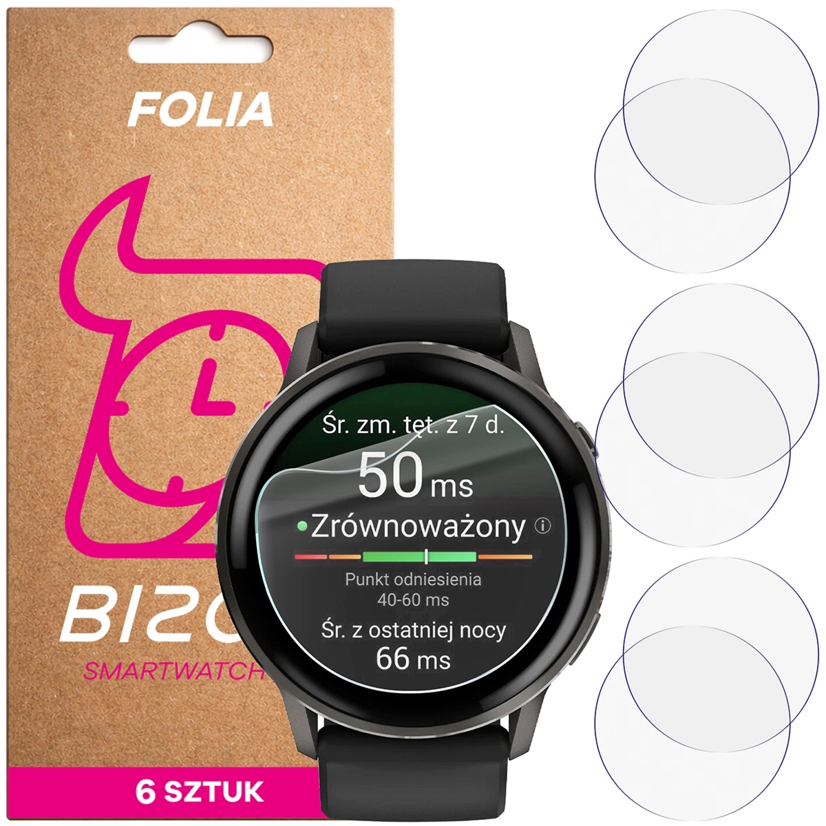 Folia ochronna na ekran zegarka Bizon Watch Film HydroFlex do Garmin Venu 4 41 mm, 6 sztuk