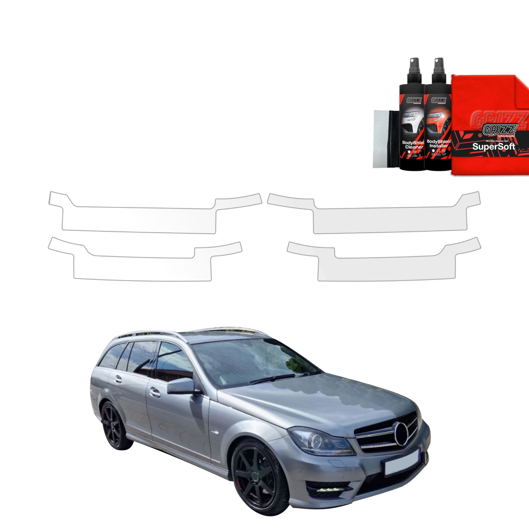 4w1 Folia ochronna na progi Grizz Protector do Mercedes Benz C Klasa S204 Kombi Facelifting (2011-2014)