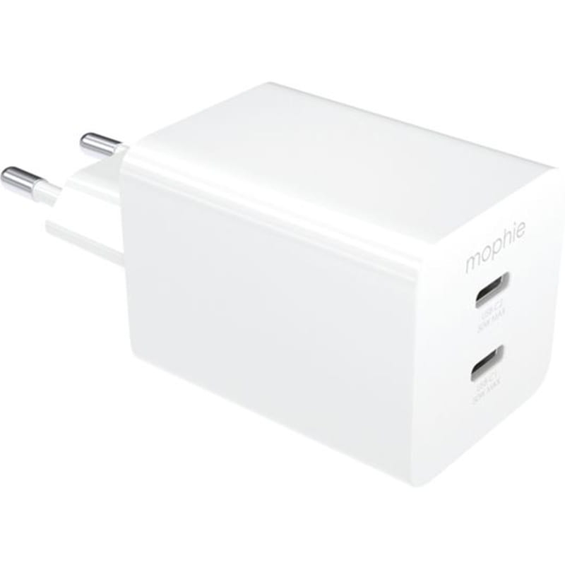 OUTLET: Ładowarka sieciowa 2x USB-C PD, 50W, Mophie Essentials, biała