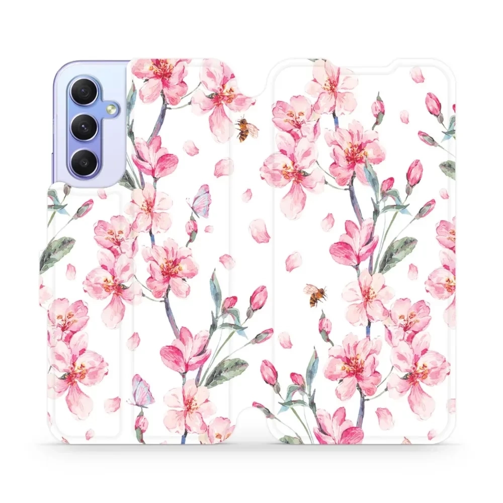 Etui z klapką do Galaxy A34 5G, Mobiwear Book, różowa wiosna