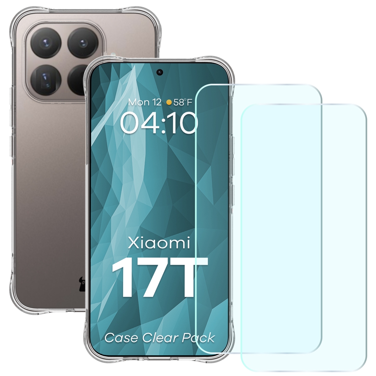 Elastyczne etui + 2x szkło hartowane Bizon Case Clear Pack do Xiaomi 17T Pro