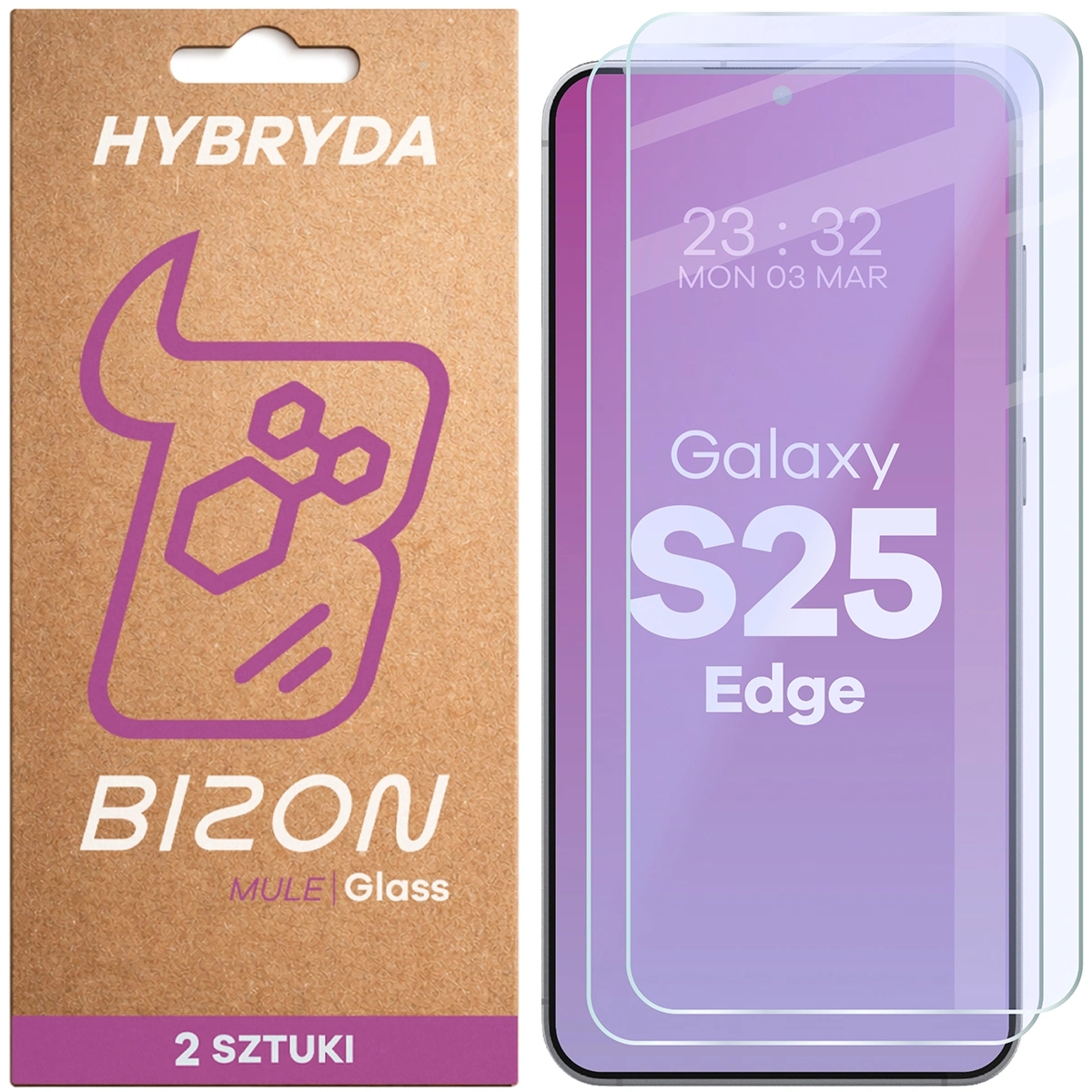 Elastyczne szkło hybrydowe Bizon Hybrid Mule Duo do Galaxy S25 Edge, 2 sztuki