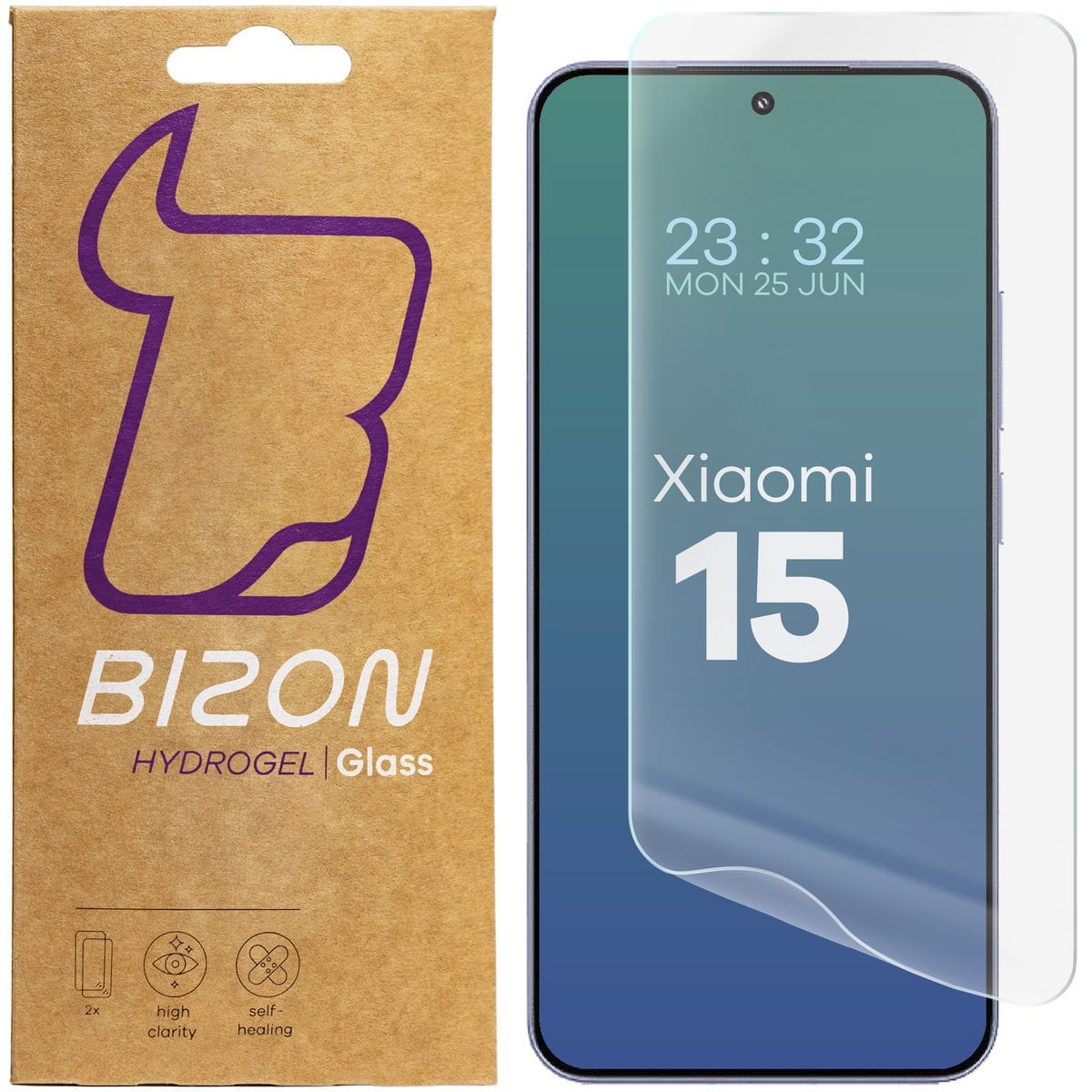 Image of Folia hydrożelowa na ekran Bizon Glass Hydrogel Front do Xiaomi 15, 2 sztuki