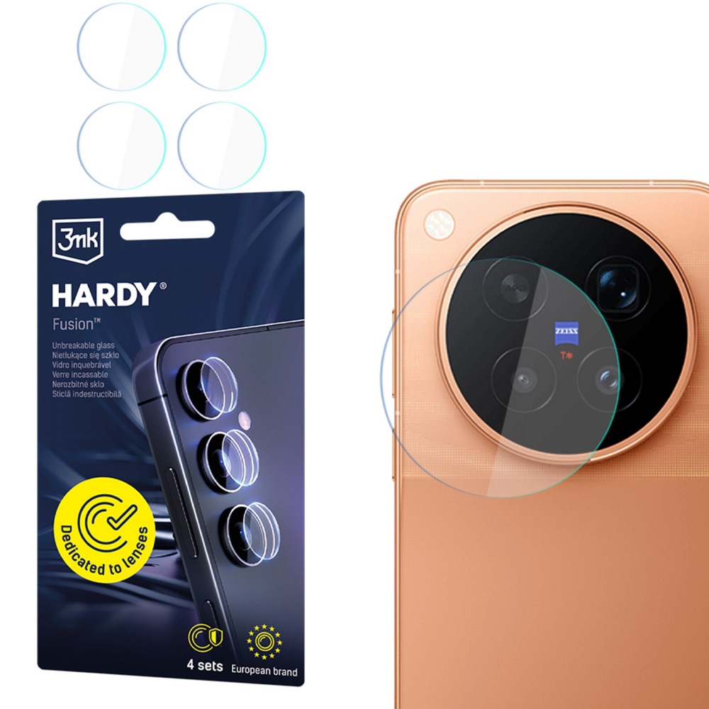 4x Szkło hybrydowe na soczewki aparatu, 3mk Hardy Fusion Lens Protection do Vivo X500 Pro Max