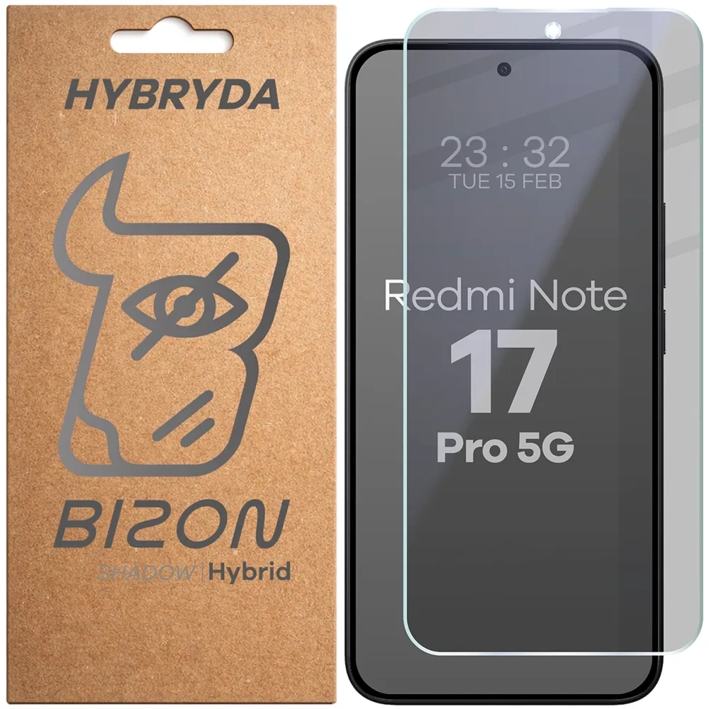 Prywatyzujące szkło hybrydowe Bizon Hybrid Shadow do Xiaomi Redmi Note 17 Pro 5G, matowe
