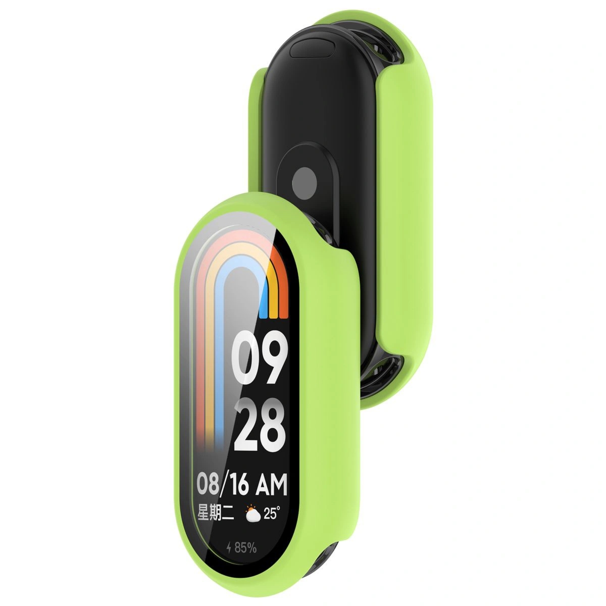 Etui ze szkłem do zegarka Bizon Case Watch Adamo do Xiaomi Smart Band 10, jasnozielone