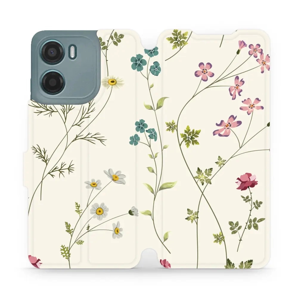 Etui z klapką do Motorola Moto E15, Mobiwear Book, polne kwiaty