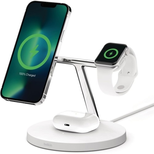 Image of OUTLET: Ładowarka indukcyjna Belkin Boost MFi 3-in-1 Qi 15W WIZ017 dla Apple Watch / AirPods / iPhone z MagSafe, biała