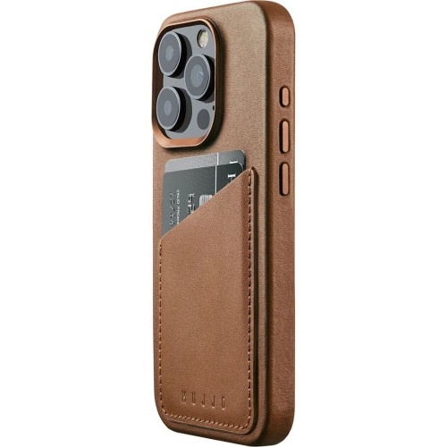 Image of Etui Mujjo Full Leather Wallet Case MagSafe do iPhone 15 Pro, brązowe