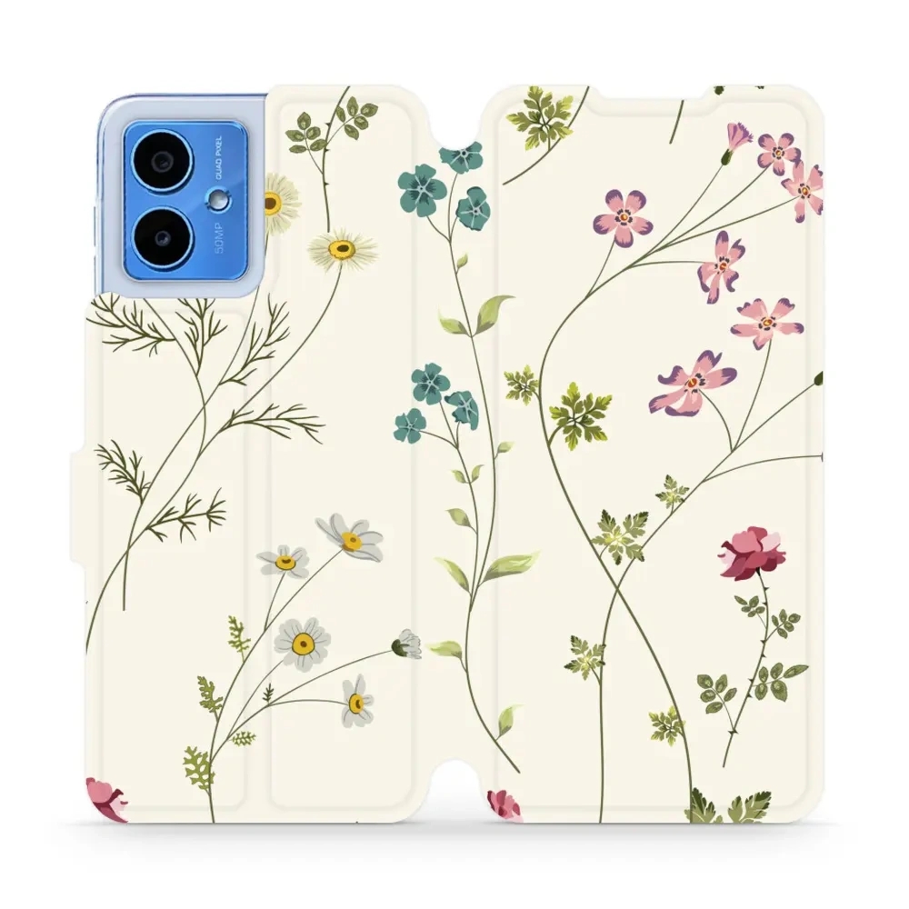 Etui z klapką do Motorola Moto G14, Mobiwear Book, polne kwiaty