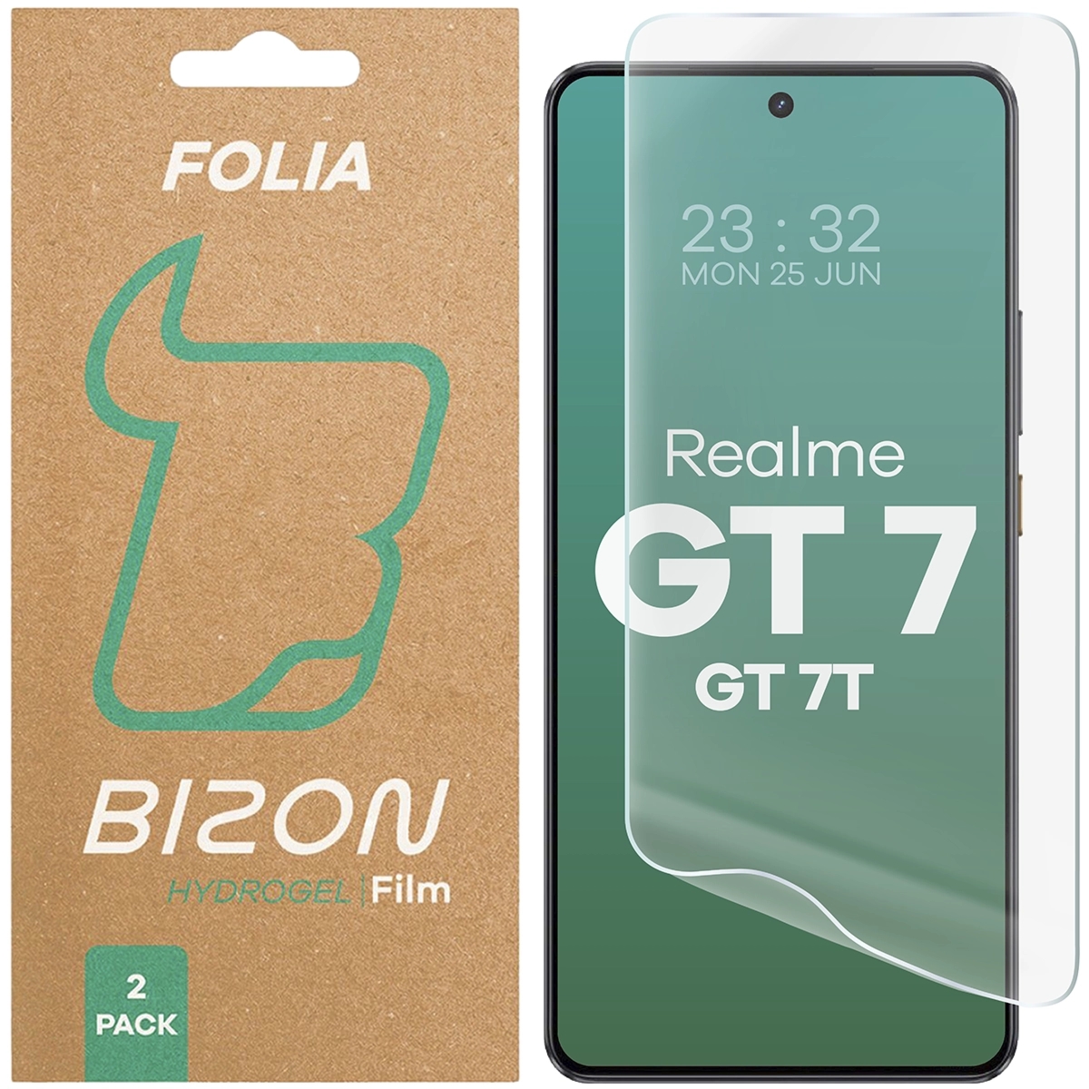 Folia hydrożelowa na ekran Bizon Film Hydrogel Front Duo do Realme GT 7 / 7T, 2 sztuki