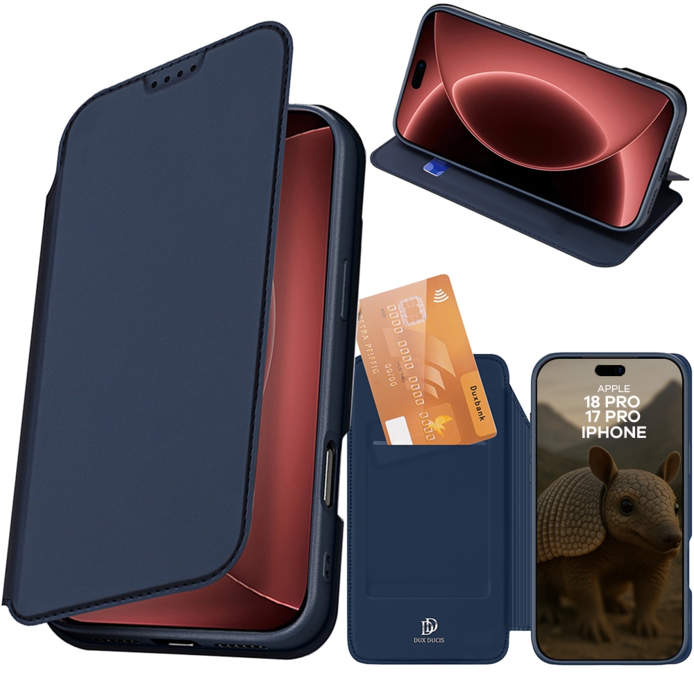 Etui z klapką Dux Ducis Skin Pro do iPhone 18 Pro / 17 Pro, granatowe