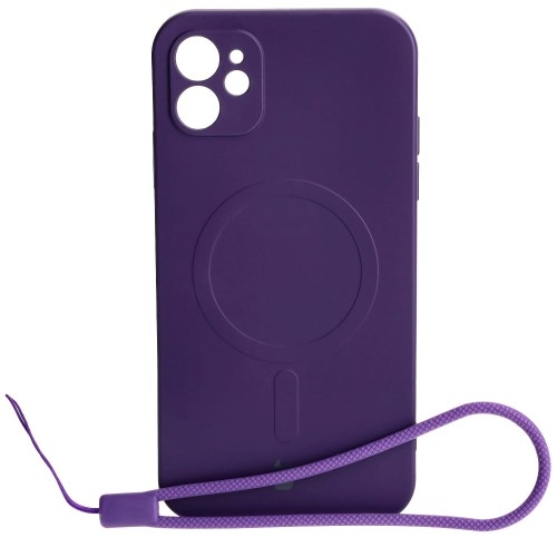 Image of Etui silikonowe z pierścieniem magnetycznym Bizon Case Silicone Magnetic do iPhone 11, śliwkowe