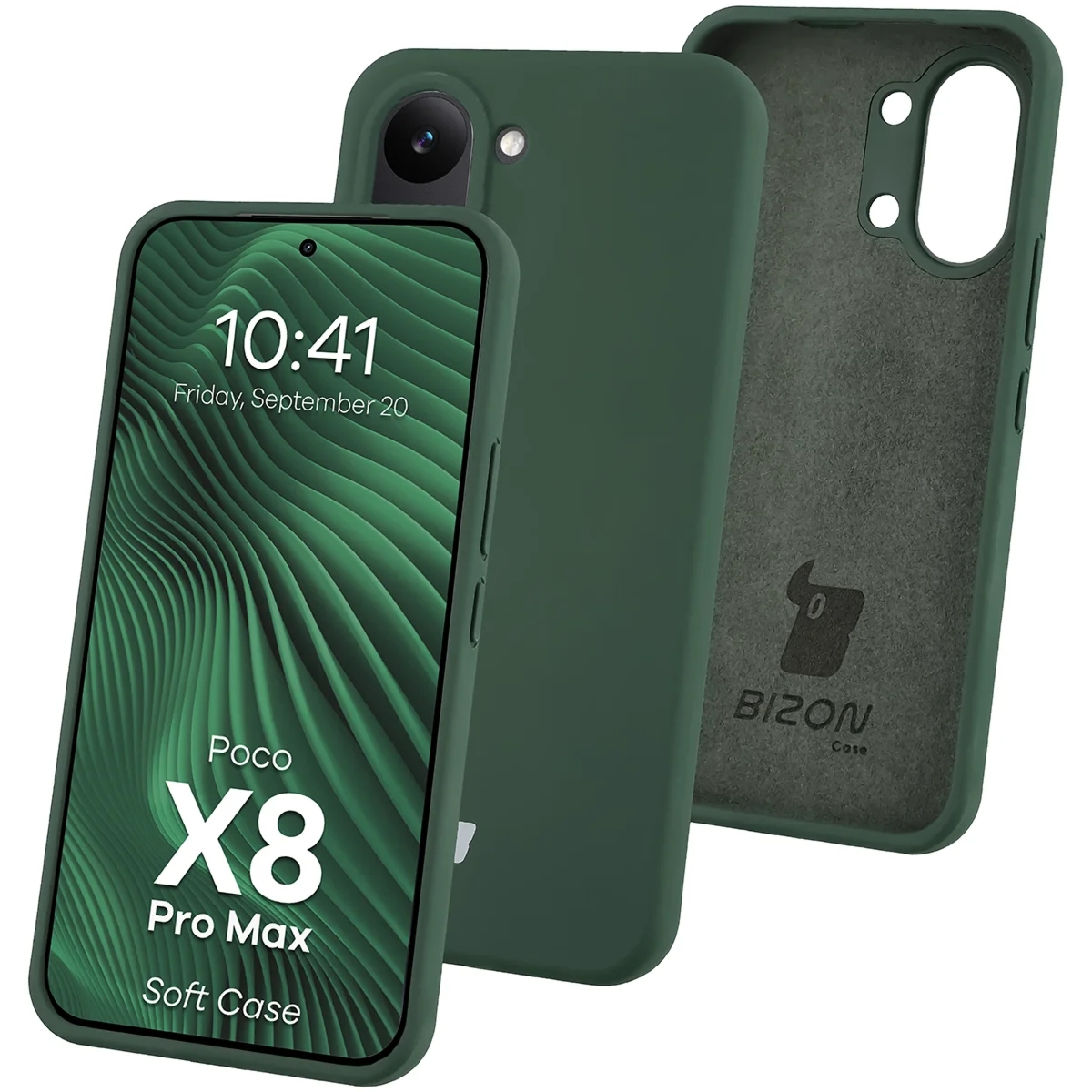 Silikonowe etui Bizon Soft Case do Xiaomi POCO X8 Pro Max, ciemnozielone