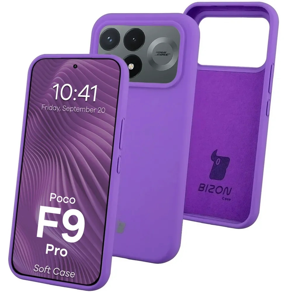 Silikonowe etui Bizon Soft Case do Xiaomi POCO F9 Pro, fioletowe