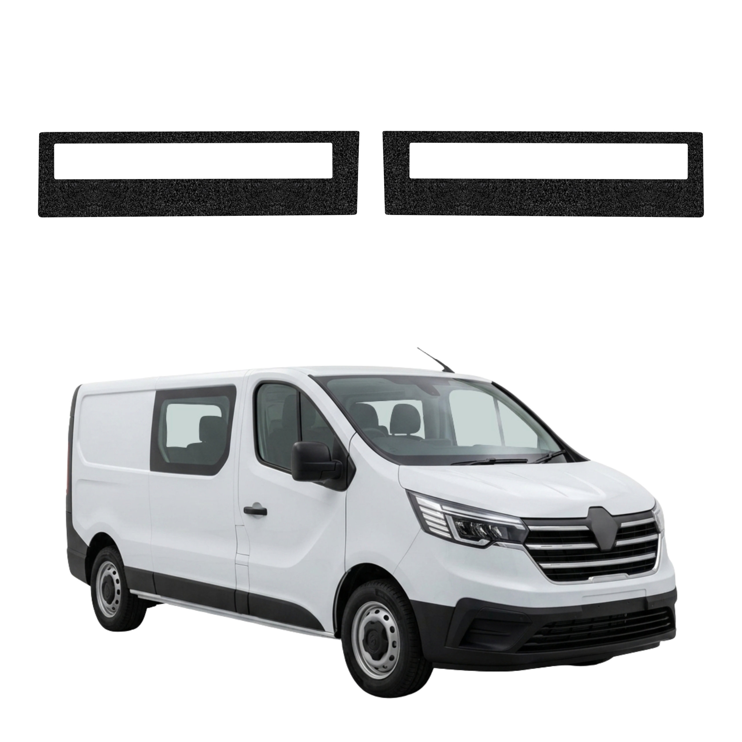 2w1 Czarna powłoka techniczna Grizz Protector na progi Renault Trafic E-Tech 3 Facelift (2021-2026)