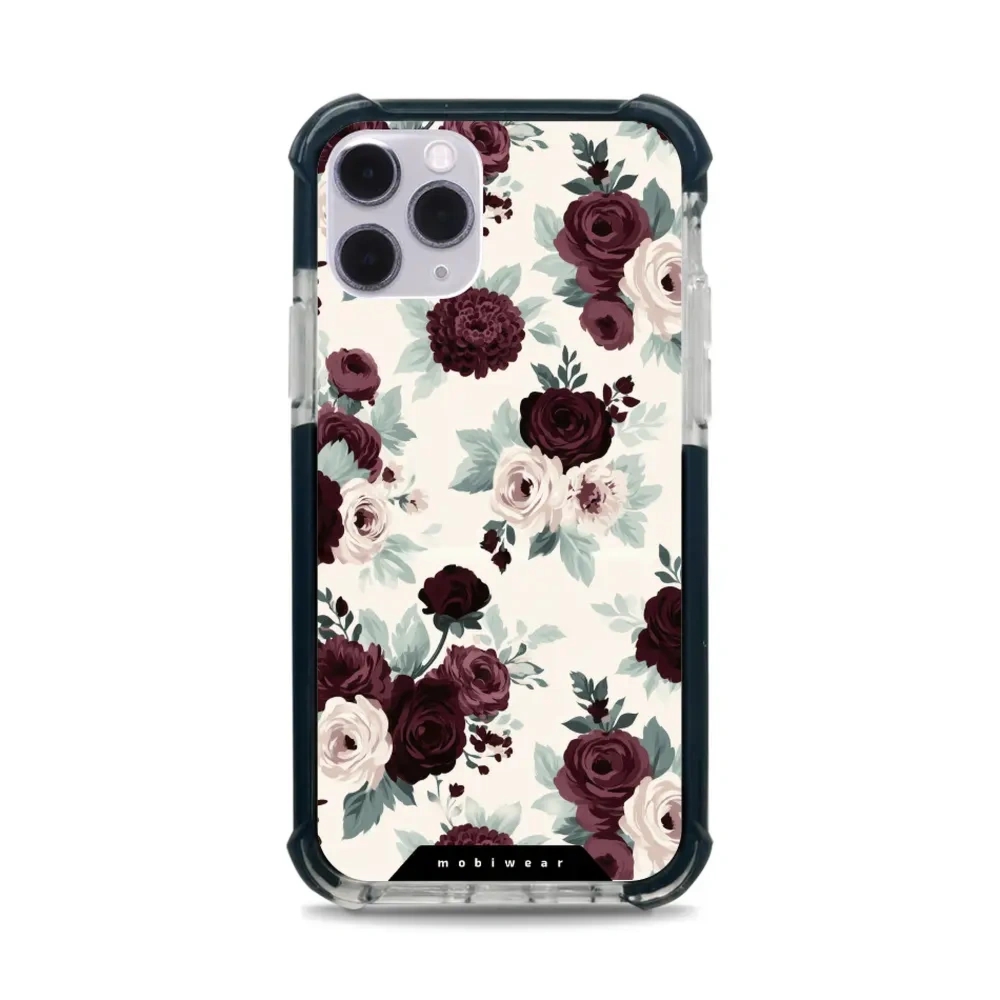 Etui ochronne do iPhone 11 Pro do MagSafe, Mobiwear Elite Bumper, róże z szałwią na kremie