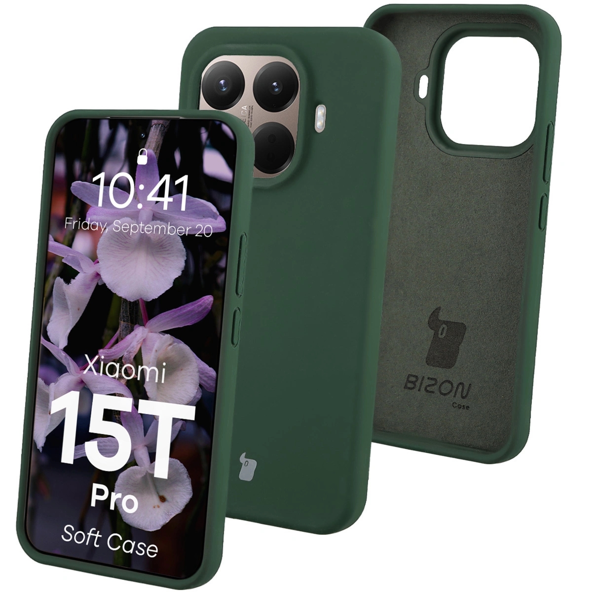 Silikonowe etui Bizon Soft Case do Xiaomi 15T Pro, ciemnozielone