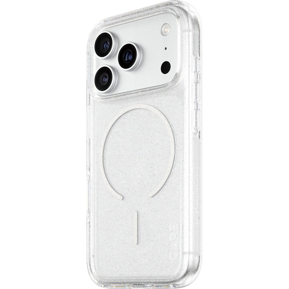 Etui CARE by PanzerGlass Flagship Star Lit Case do MagSafe do iPhone 18 Pro / 17 Pro, przezroczyste z brokatem
