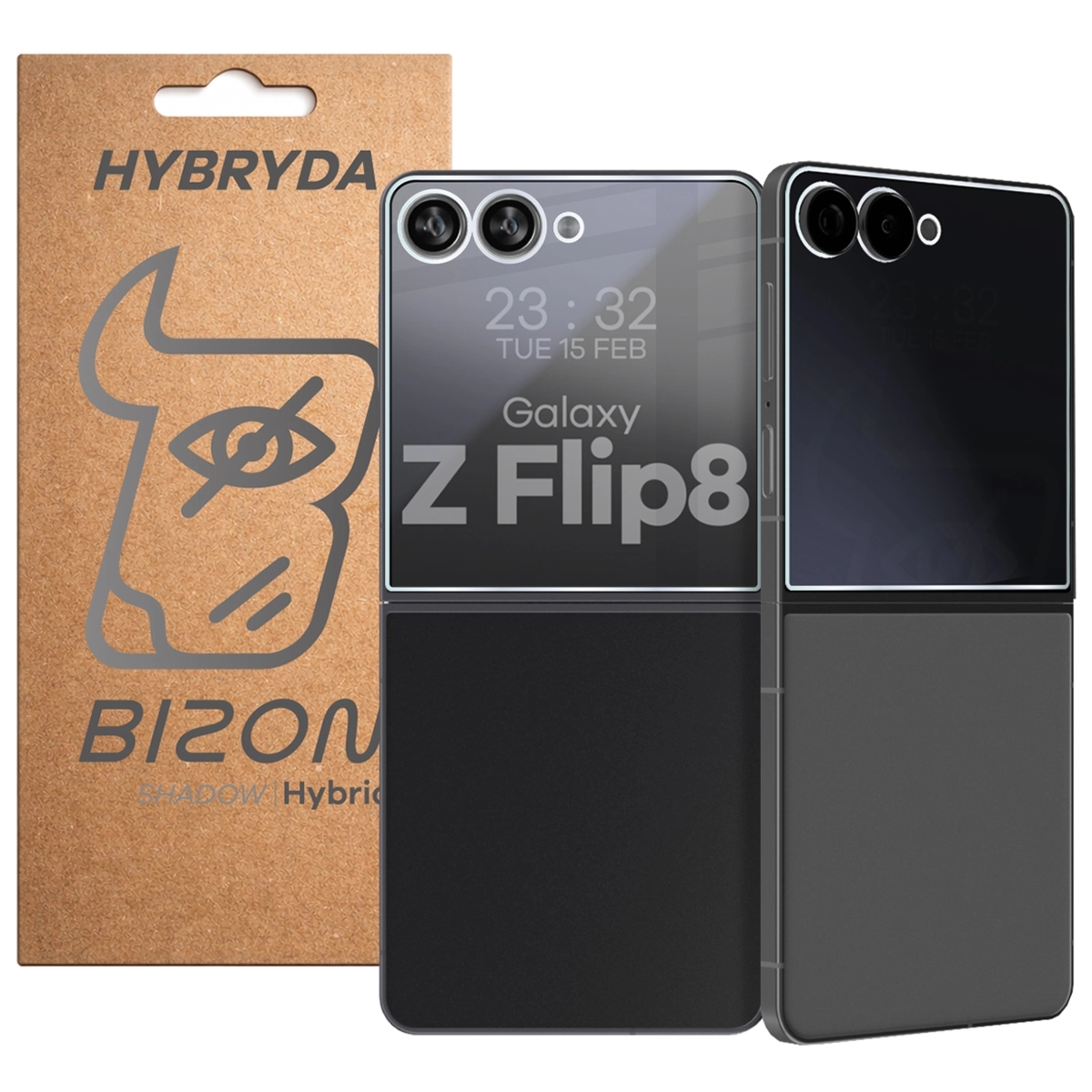 Prywatyzujące szkło hybrydowe Bizon Hybrid Shadow do Galaxy Z Flip8, matowe
