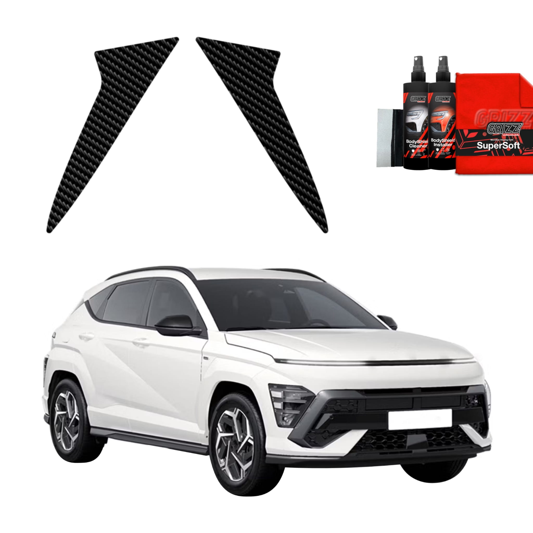 2w1 Folia karbonowa Grizz Protector na słupki do Hyundai Kona N-Line (2023-2026)