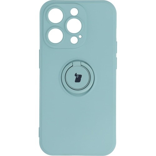 Image of Etui Bizon Case Silicone Ring Sq do iPhone 14 Pro, turkusowe