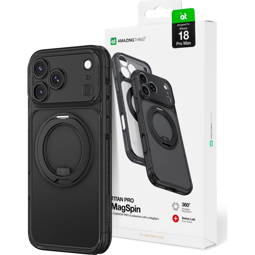Etui AmazingThing Titan Pro Spin Lens do iPhone 18 Pro Max, czarne