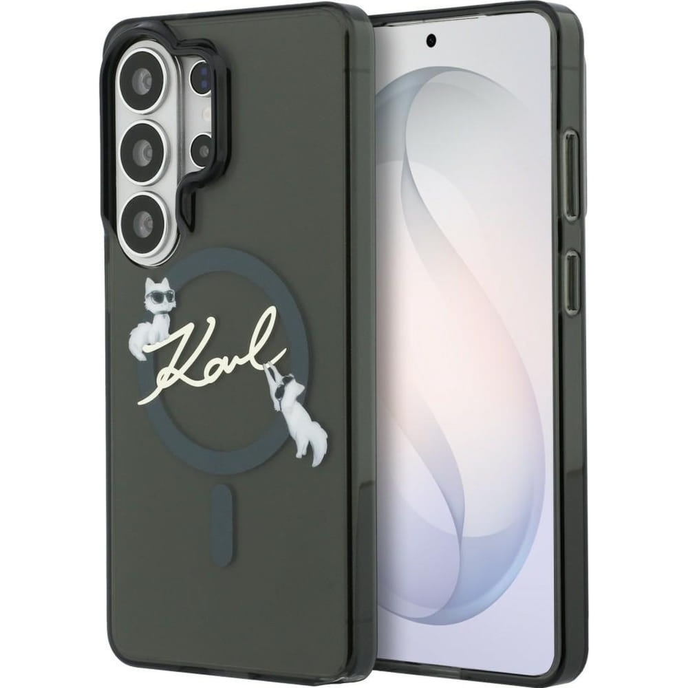 Etui Karl Lagerfeld IML Print MagSafe Karl Script do Galaxy S26 Ultra, przydymione z kotką Choupette