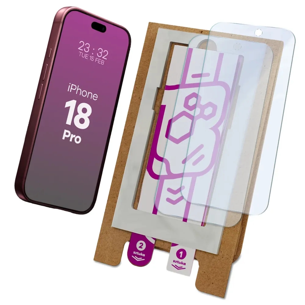 2x Szkło hybrydowe z eko aplikatorem Bizon Eplikator Hybrid Mule do iPhone 18 Pro