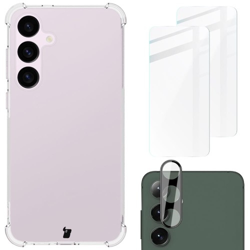 Image of Etui + 2x szkło + obiektyw Bizon Case Clear Pack do Galaxy S24 Plus, przezroczyste