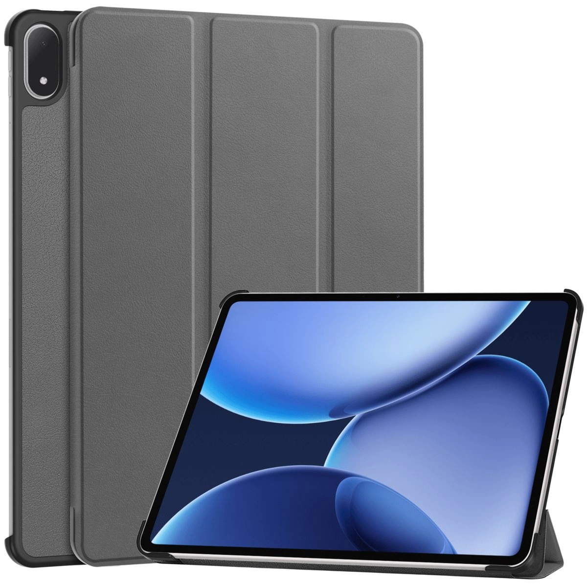 Etui z klapką Bizon Case Tab Croc do OnePlus Pad 3 / 2 Pro / OPPO Pad 4 Pro, szare