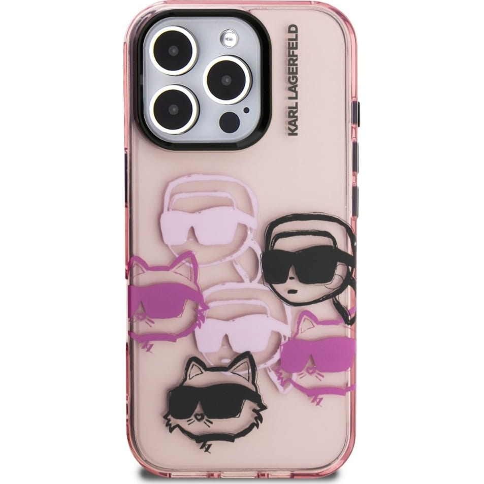 Etui Karl Lagerfeld IML Multi K&C Head Pattern do iPhone 16 Pro Max, różowe
