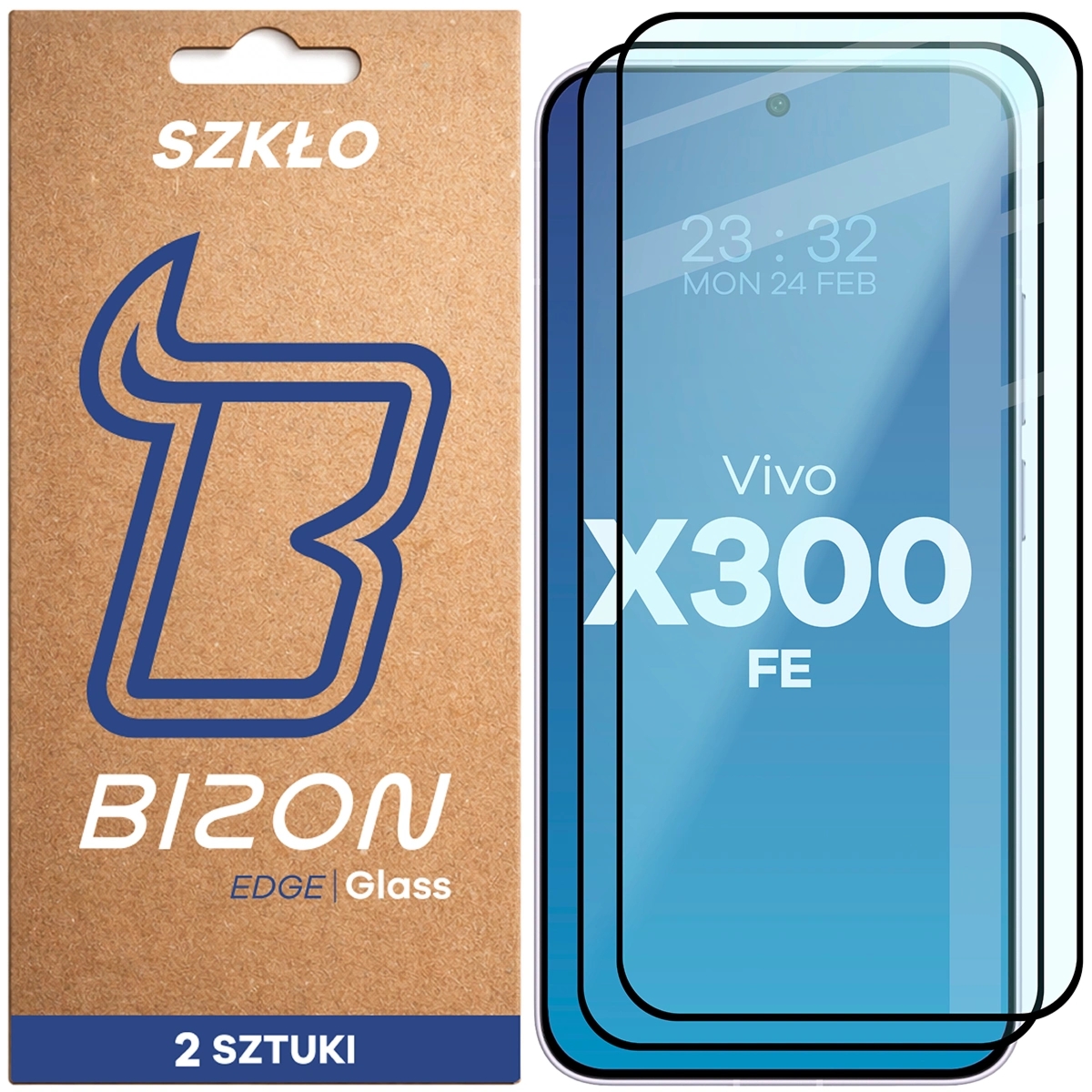 Szkło hartowane Bizon Glass Edge Duo do Vivo X300 FE, czarna ramka, 2 sztuki