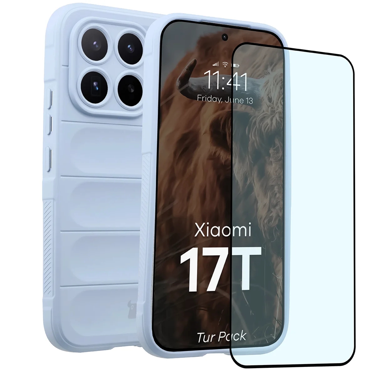 Pancerne etui + szkło hartowane Bizon Tur Pack do Xiaomi 17T, jasnoniebieskie