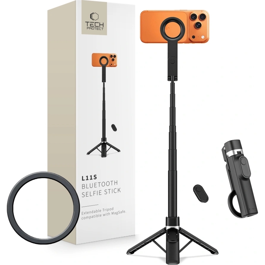 Uchwyt, kijek, statyw Tech-Protect L11S Selfie Stick Tripod do MagSafe, Bluetooth, czarny