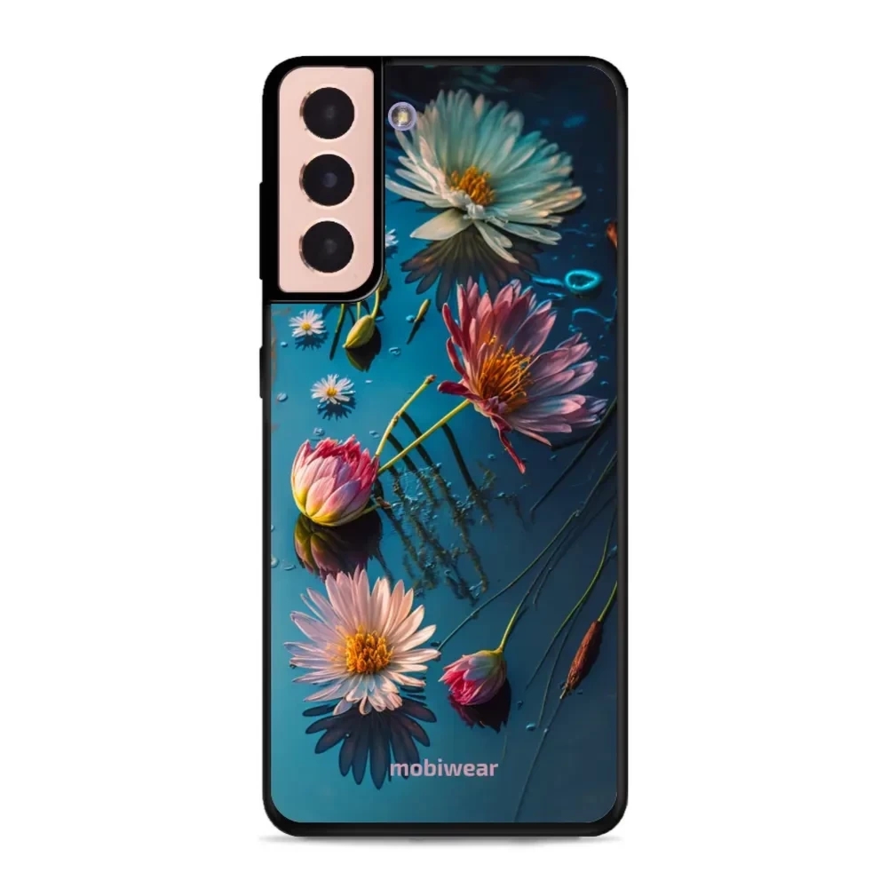 Etui ochronne do Galaxy S21, Mobiwear Glossy Case, niebiesko-kwieciste