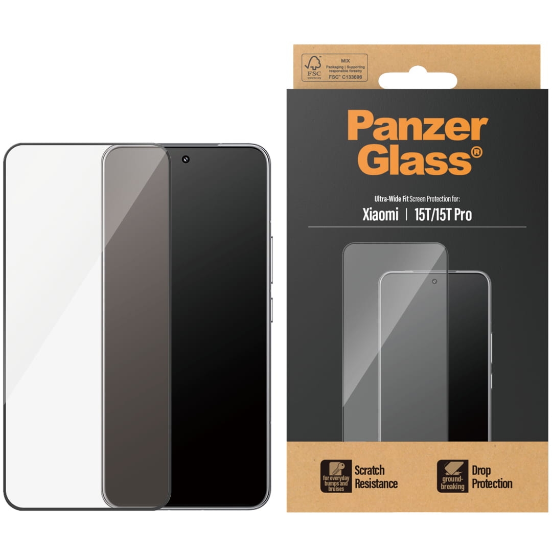 Szkło hartowane na cały ekran PanzerGlass Ultra-Wide Fit do Xiaomi 15T / 15T Pro z czarną ramką