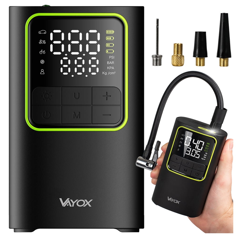 Pompka akumulatorowa Vayox VA0409 z kompresorem i powerbank 4000mAh, czarna