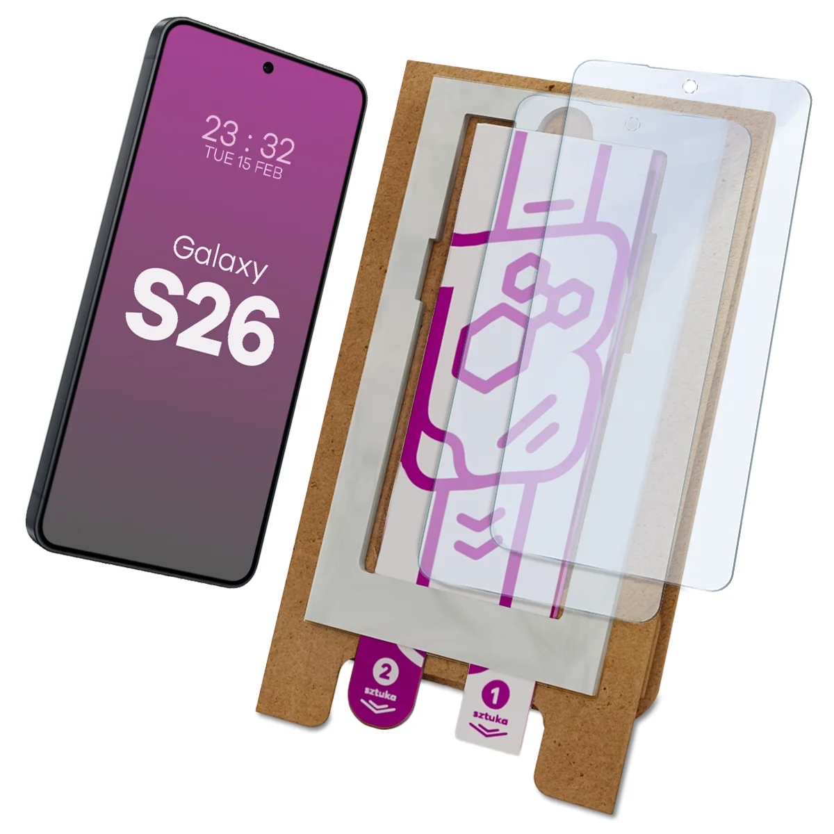 2x Szkło hybrydowe z eko aplikatorem Bizon Eplikator Hybrid Mule do Galaxy S26