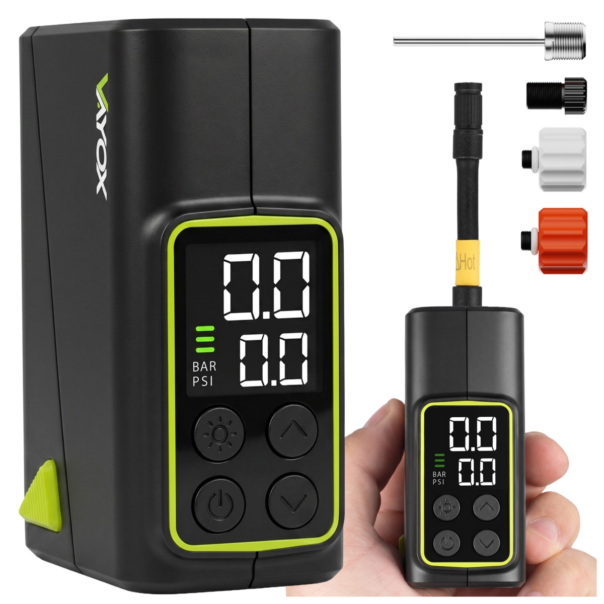 Pompka akumulatorowa do roweru, Vayox VA0451 kompresor 10,3 BAR 1100mAh, czarna