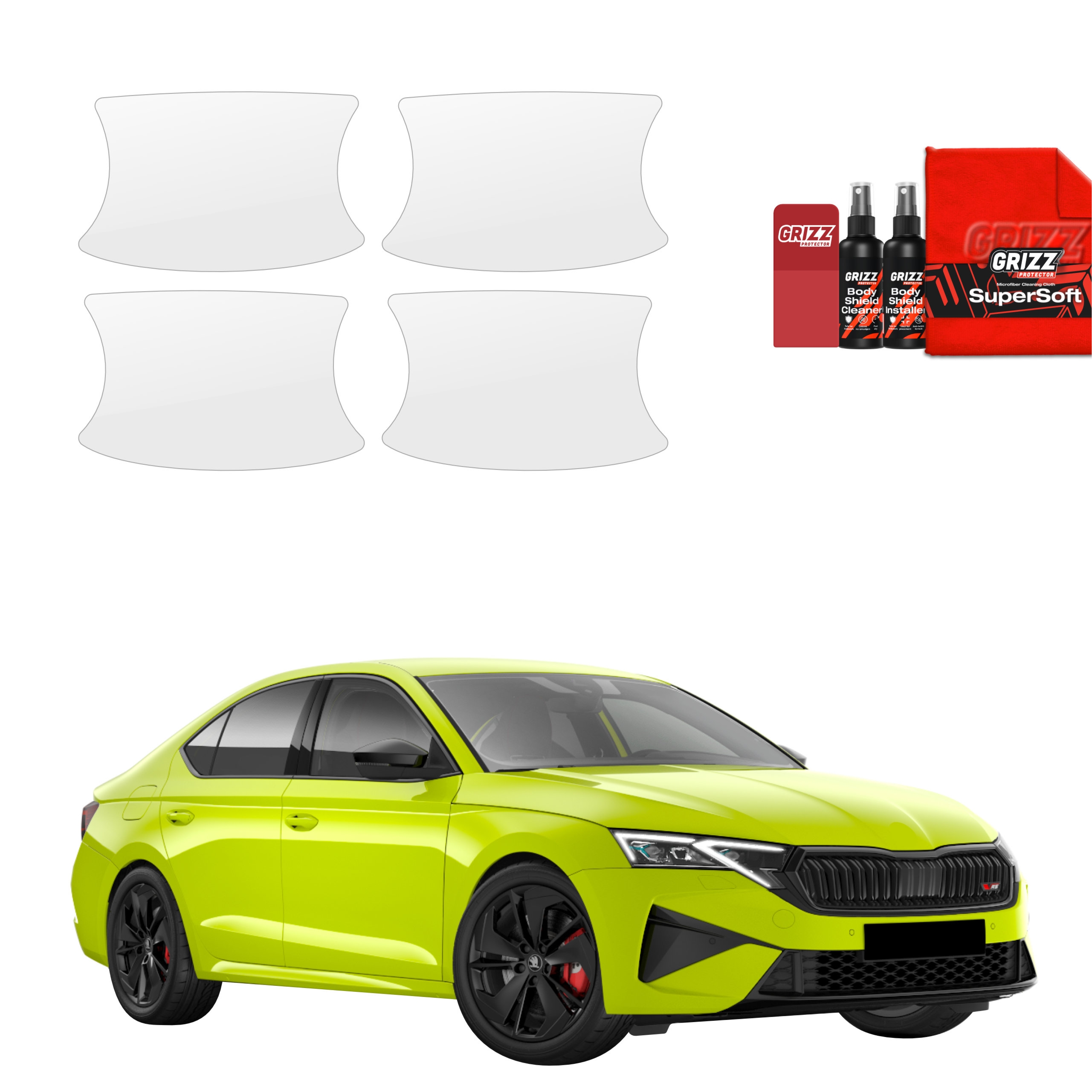 4w1 Bezbarwna folia ochronna Grizz Protector pod klamki Skoda Octavia 4 RS Facelift (2024-2026)