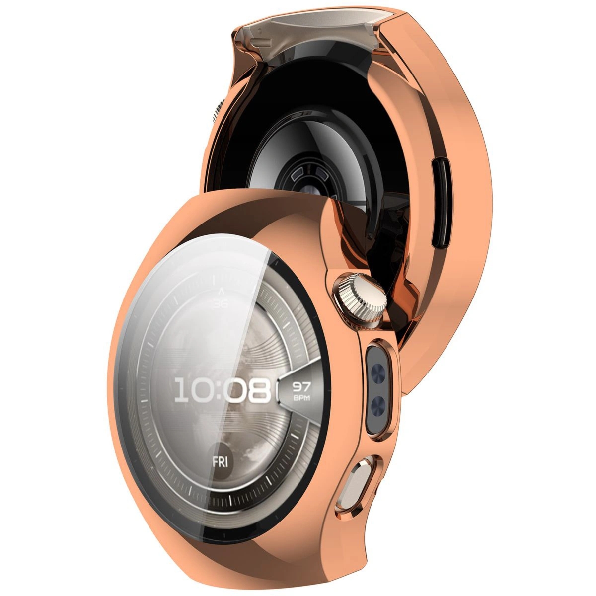 Etui z osłoną ekranu Bizon Case Watch Felipe do Huawei Watch 5 46mm, różowozłote