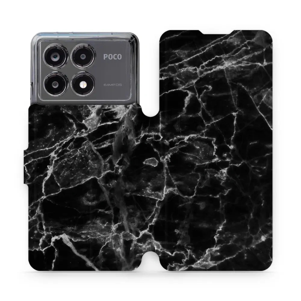 Etui z klapką do Xiaomi POCO X6 Pro, Mobiwear Book, czarny marmur