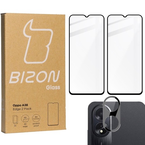 Image of 2x Szkło + szybka na aparat BIZON Edge 2 Pack do Oppo A38 4G