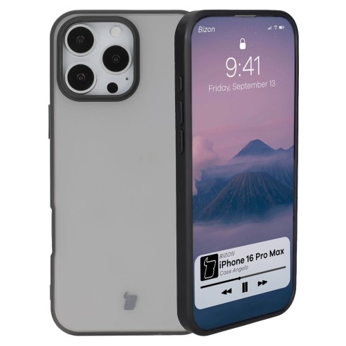 Image of Etui Bizon Case Angelo do iPhone 16 Pro Max, przydymione z czarną ramką